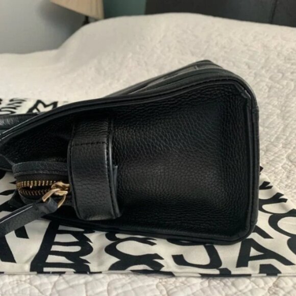 Marc Jacobs Full Grain Leather Tote Handbag Crossbody Strap Black Goldendoodle - Picture 6 of 14